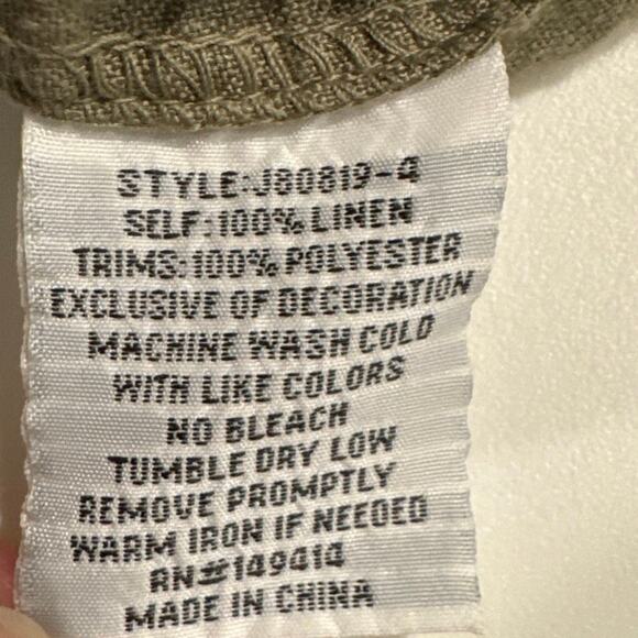 JW Los Angeles/Johnny Was Green Floral Embroidered Shorts, Size Medium - Picture 6 of 6